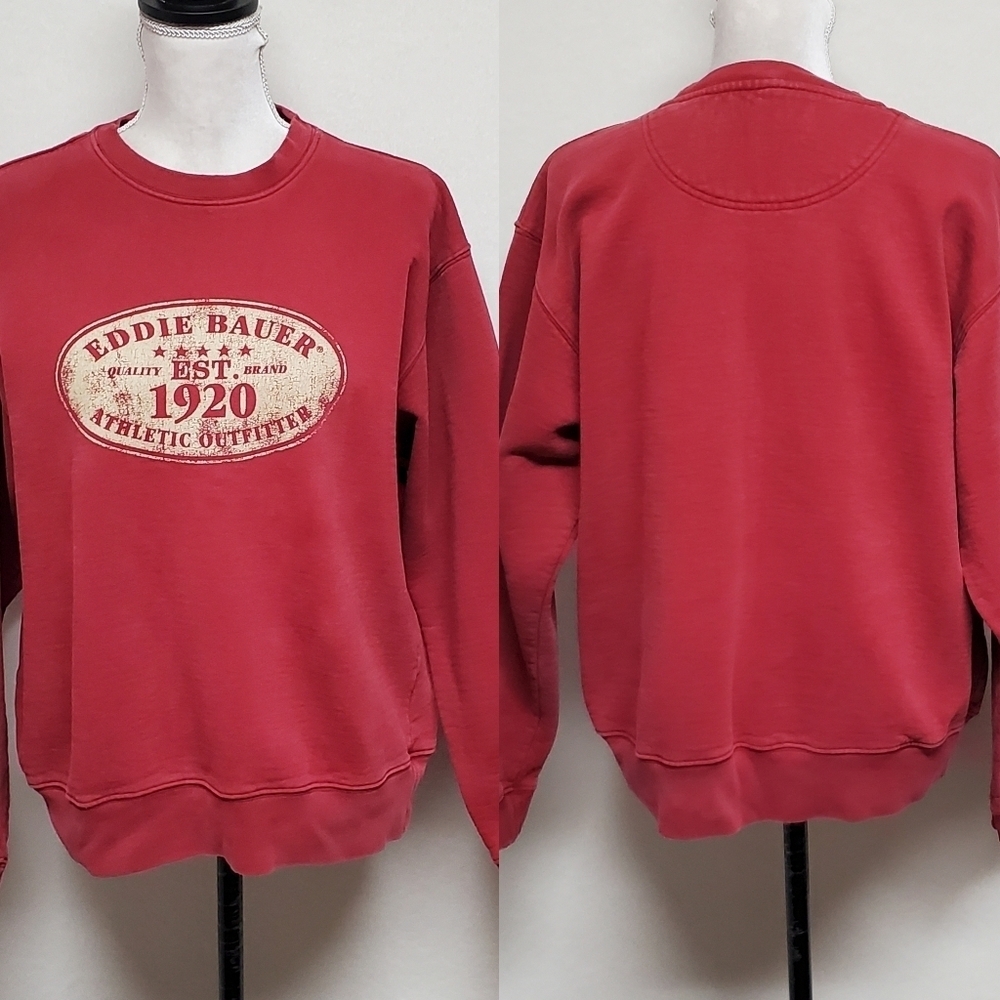 90s Vintage Eddie Bauer 1920 Distressed Maroon Crewneck Sweatshirt S